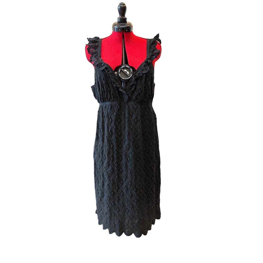 Max Studio Black Lace Ruffles tank Dress Coquette Party Cocktail Womens' large